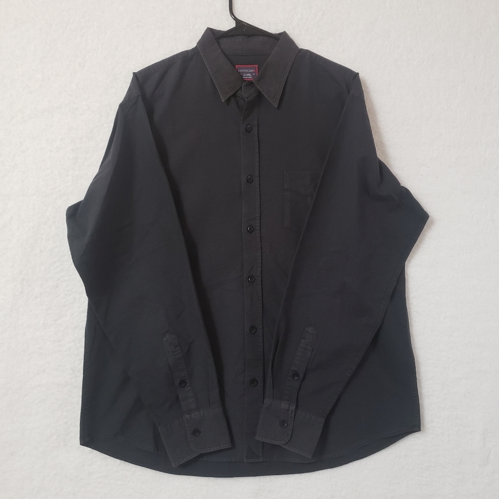 Untickit Solid Black Long Sleeve Button Front Shi… - image 1